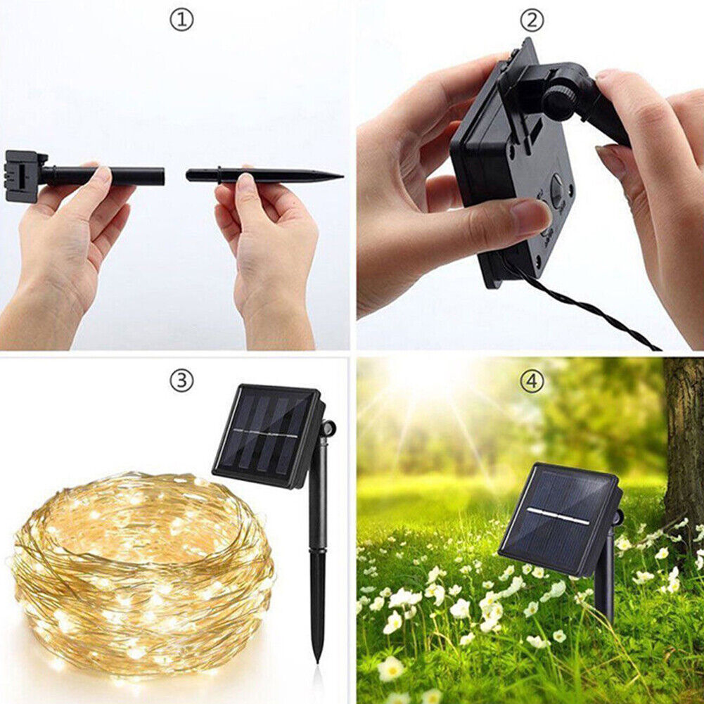 US Outdoor Solar String Light LED Waterproof Copper Wire Xmas Garden Party Decor