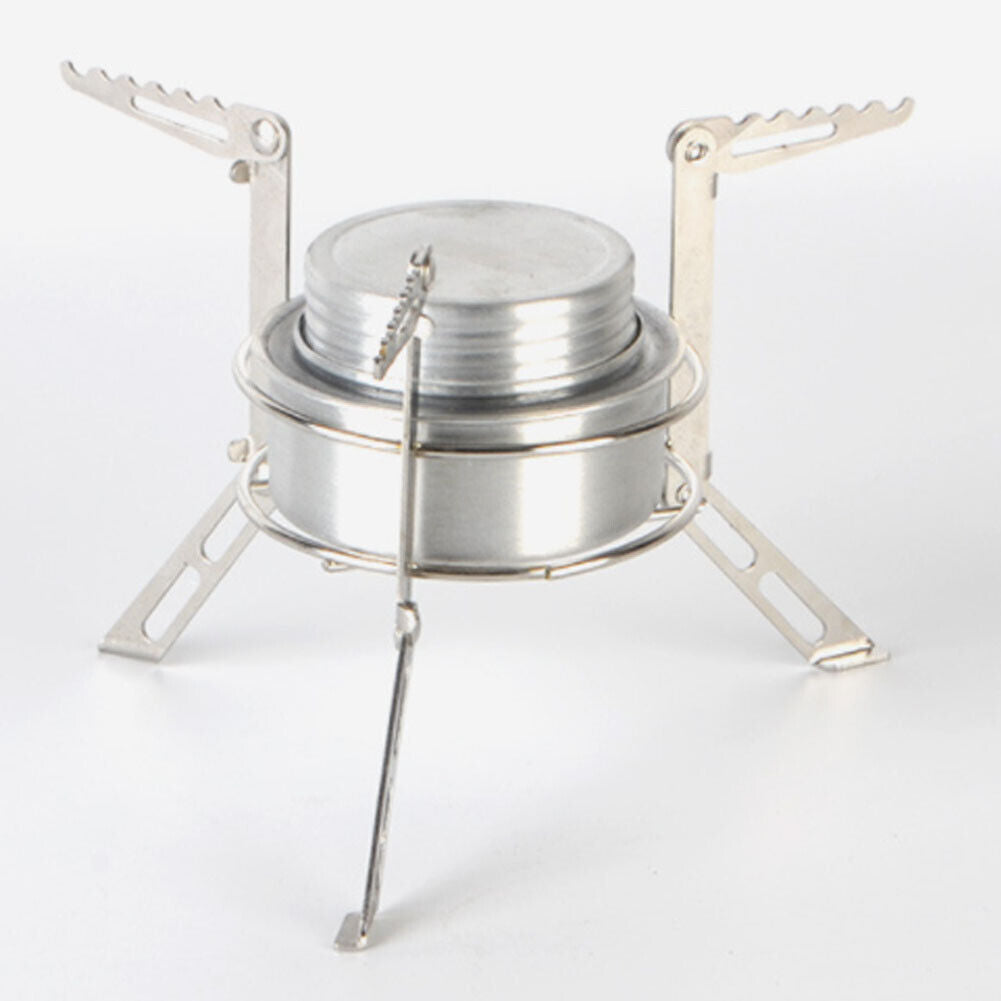 US 1-2 Titanium Portable Camping Hiking Alcohol Stove Cross Burner w/ Lid Stand