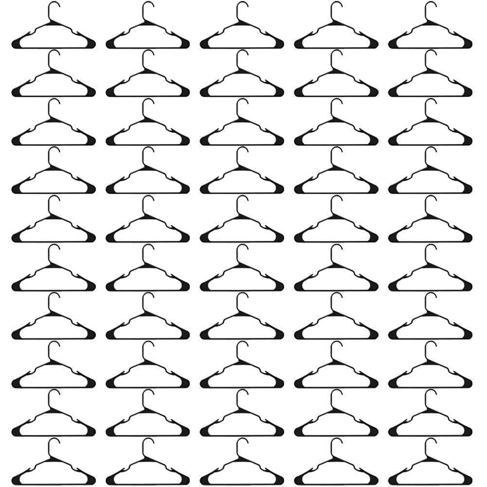 US 50 Pcs Home Plastic Hangers Space Saving Tubular Clothes Light Weight Durable