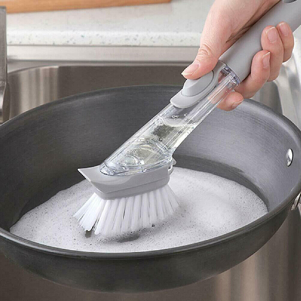 US 1~2Pc Kitchen Automatic Liquid Soap Dispensing Dish Brush Washing Bowl Sponge