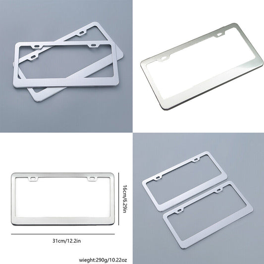 US 2-4 Pack Chrome 304 Stainless Steel Metal License Plate Frame Tag Cover Screw