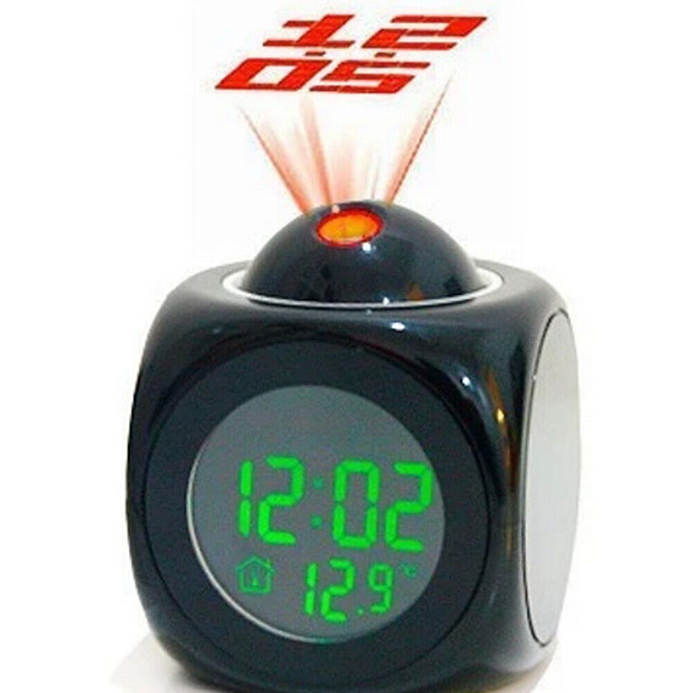 US 1- 2 Pack Projection Alarm Clock LED Digital Voice Report Digital Alarm Clock