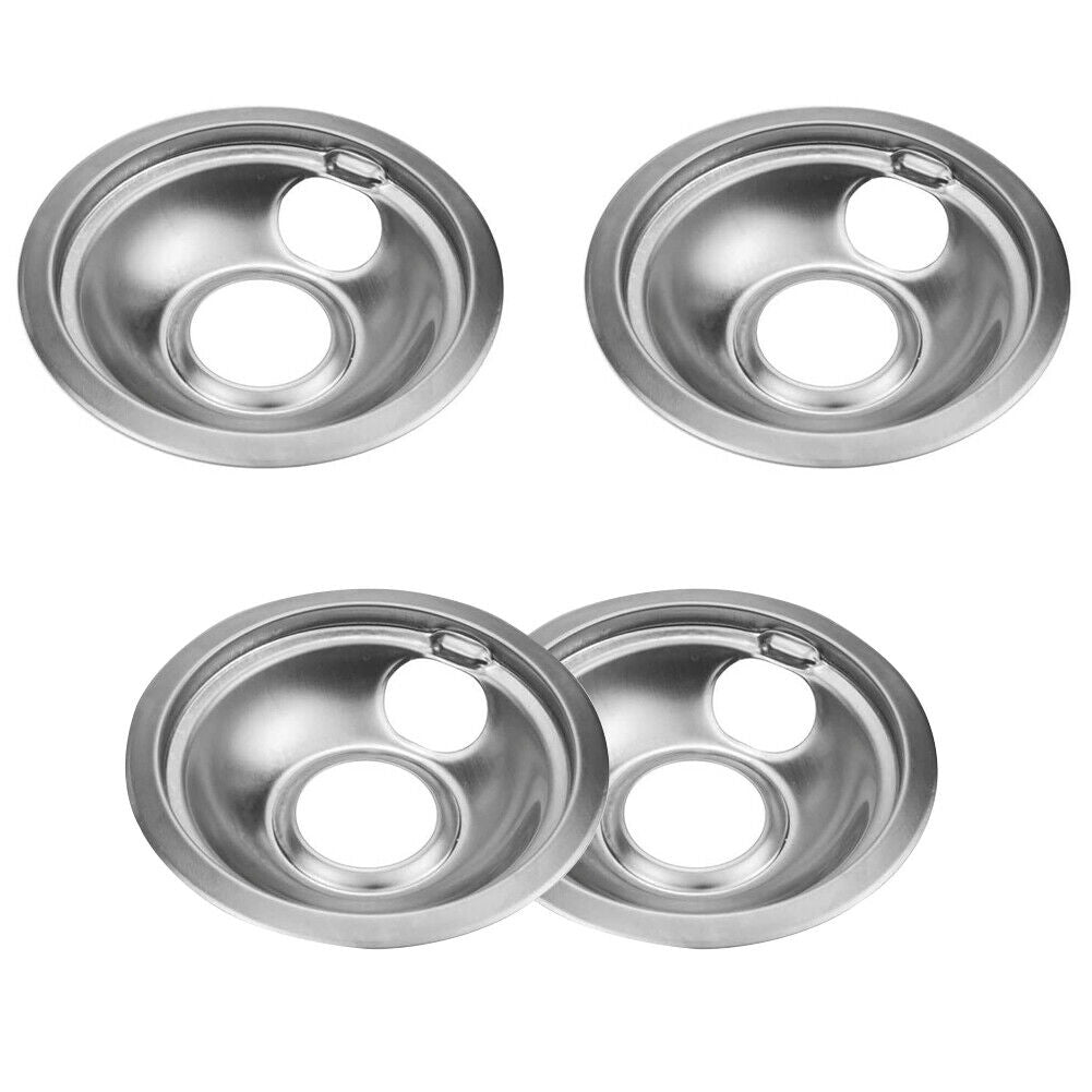 US 1-2 Pc Drip Pan Set Chrome Compatible with Whirlpool FRIGIDAIRE KENMORE Range