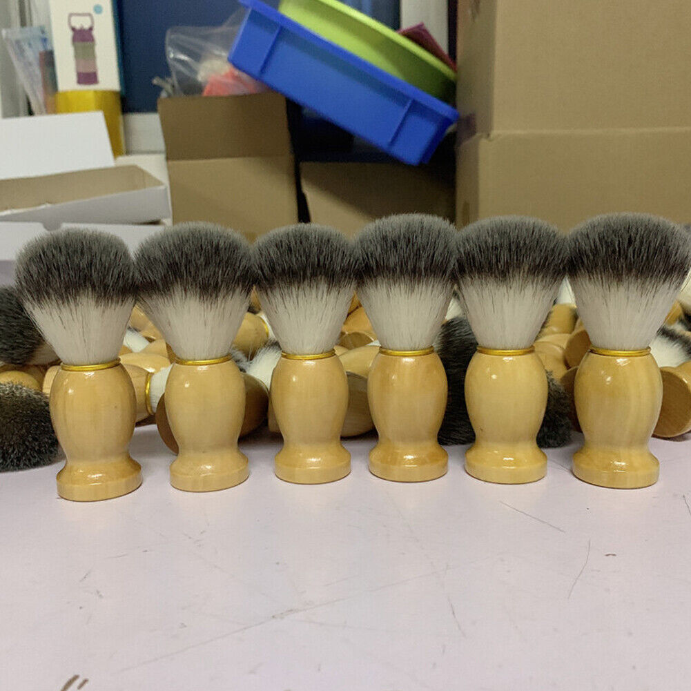 US 2-4 Pc Shaving Brush Perfect Shave Barber Hard Wooden Handle Badger Hair Soft