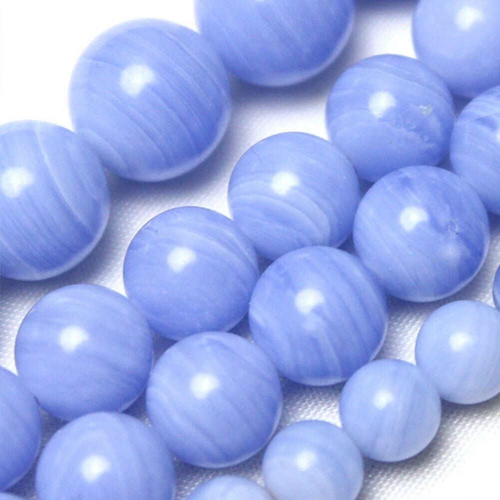 US 6/8/10 MM Purple Blue Lace Stone Beads Round Loose Bulk Beads Jewelry Making