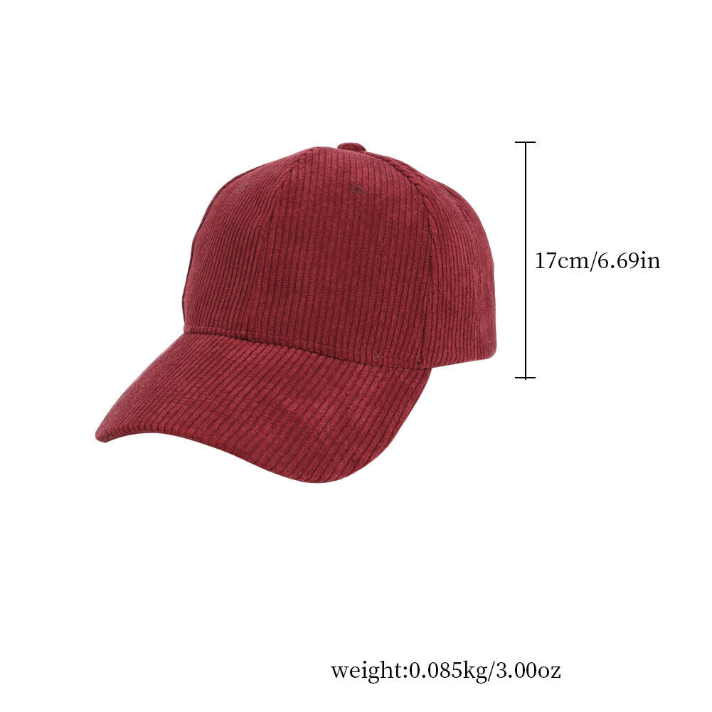 US 1-2 Pcs Cotton Corduroy Baseball Cap Classic Adjustable Plain Hat Warm Unisex
