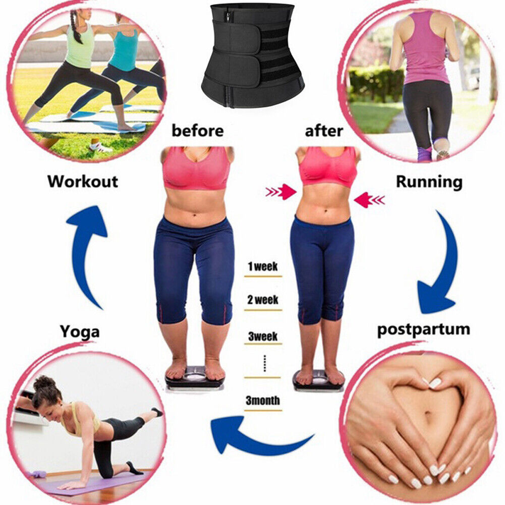 US 2 Pack Waist Trainer Body Training Shaper Sweat Tummy Control Secure Girdle