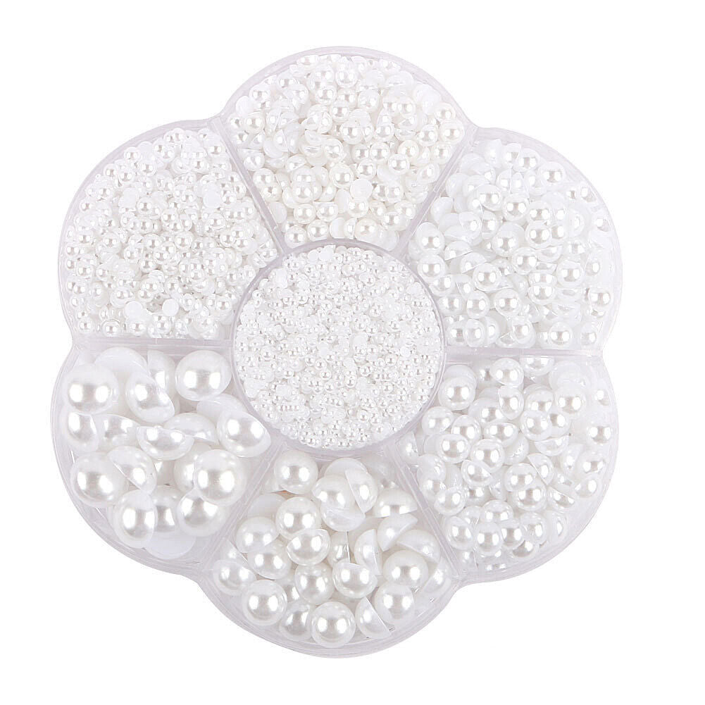 US 5600~11200 Set DIY Half Artificial Pearl Bead Flat Back Beads Craft Nail Art