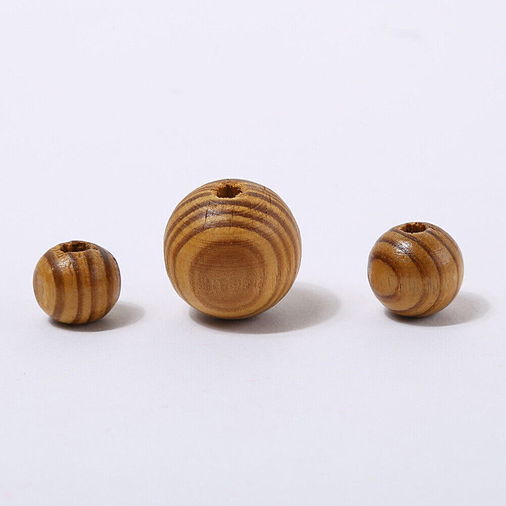 US 1000-2000 pcs Natural Wooden Beads 8mm Round Polished Loose Beads DIY Jewelry