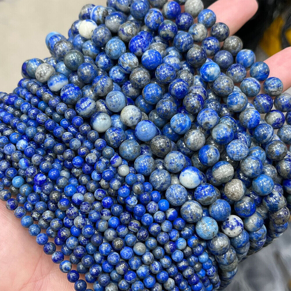 US 6/8/10 MM Grade AAA Round Loose Beads Stormy Ocean Blue Sea Sediment Jasper