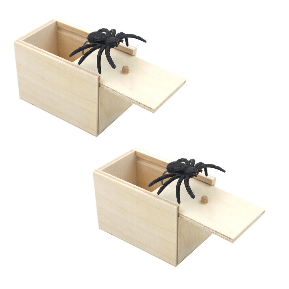 US 1-2 Pc Spider Scare Prank Box Handcrafted Novelty Present Wooden Surprise Box