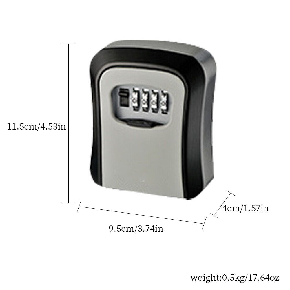 US 1-2 Key Lock Box 4-Digits Combination Weatherproof Wall Mount Security Code