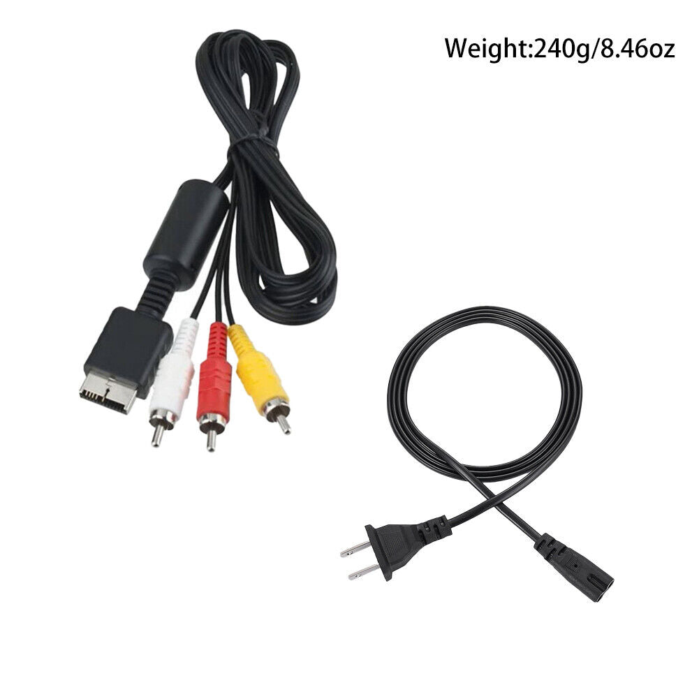 US 4-8 Pack For Sony 1/2 PS2 FAT Audio AV RCA+AC Cable Power Supply Adapter Cord