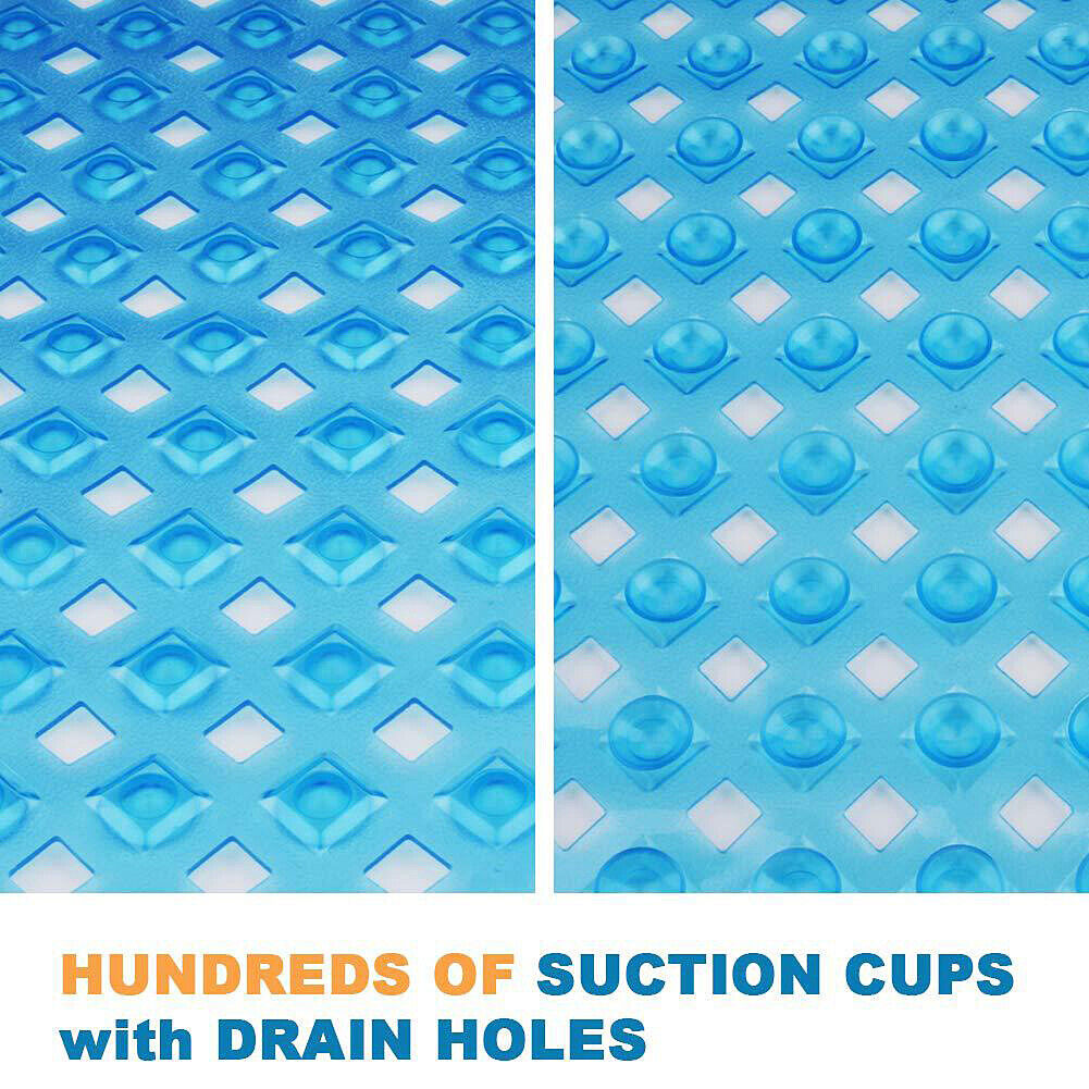 US 34.64x15.74'' Extra Long Non-Slip Bath Tub Mat Drain Hole Shower Foot Massage