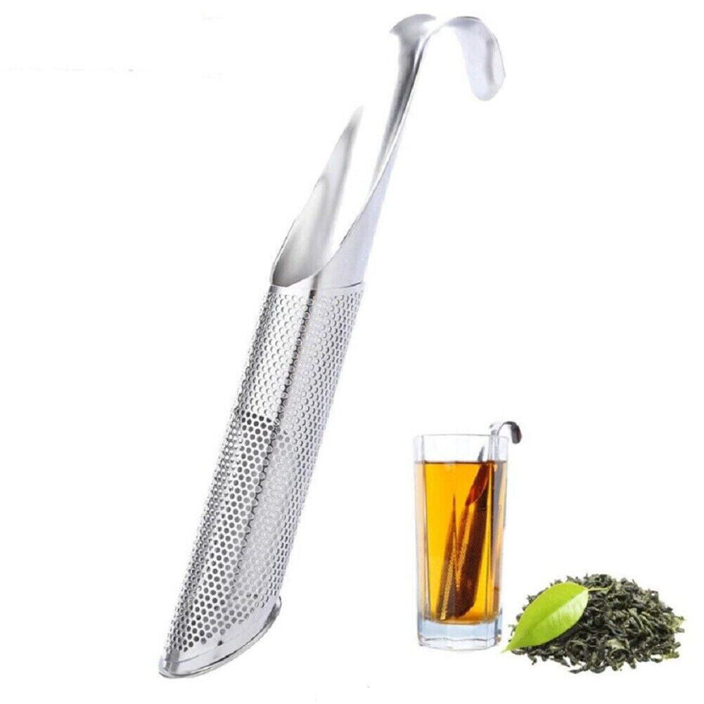 US 2-4 Tea Diffuser Stick Strainer Infuser Pipe with Hook Handle Stainless Steel