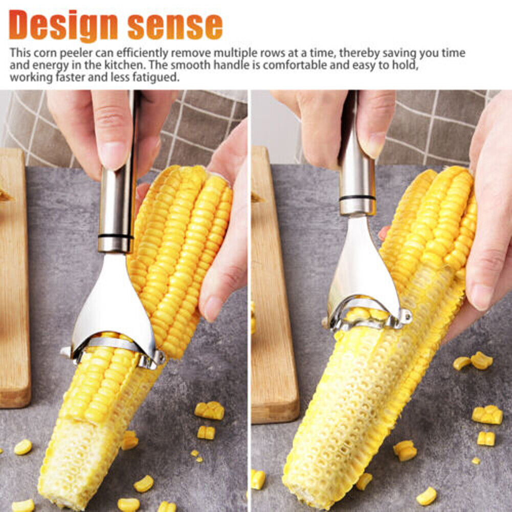 US 2-4 Pack Stainless Steel Corn Cob Peeler Remover Kernel Cutter Thresher Tool
