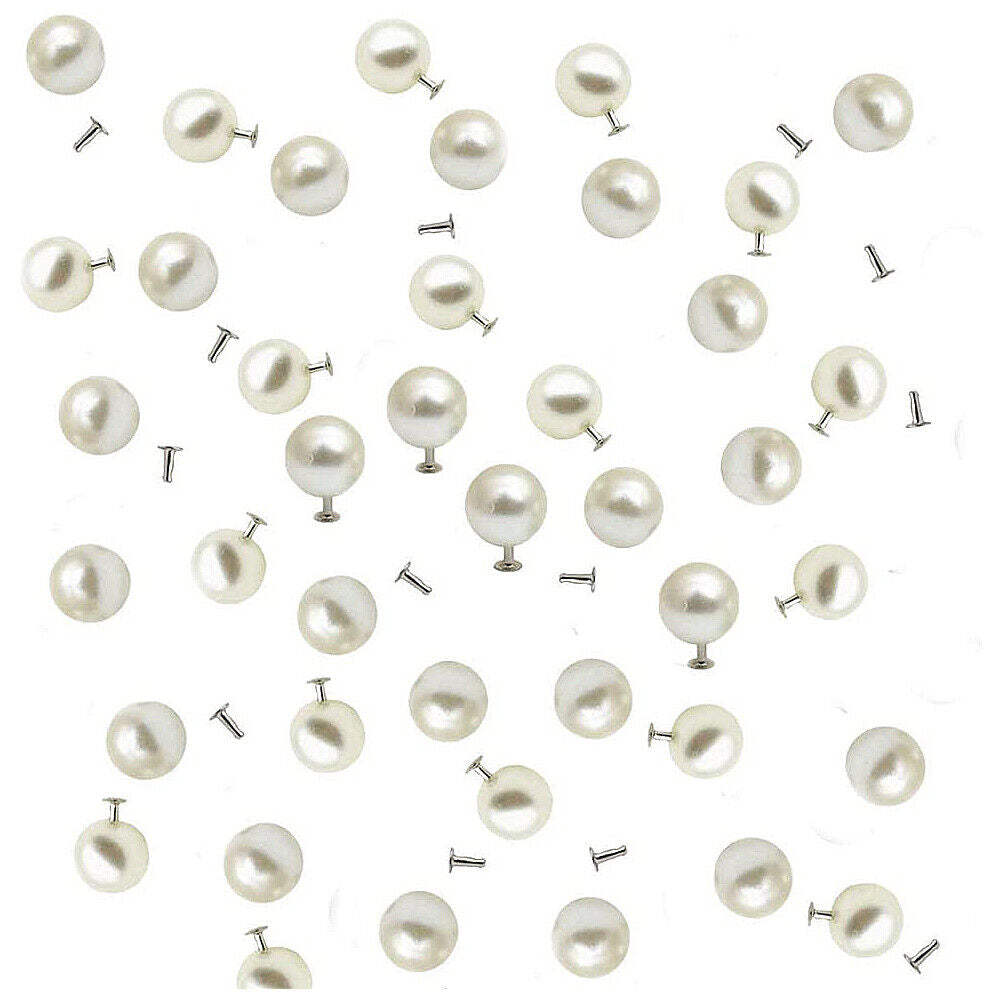 US 40~100Pc 6~12mm Half Hole Faux Pearl Rivet Studs Button DIY Accessories Pearl