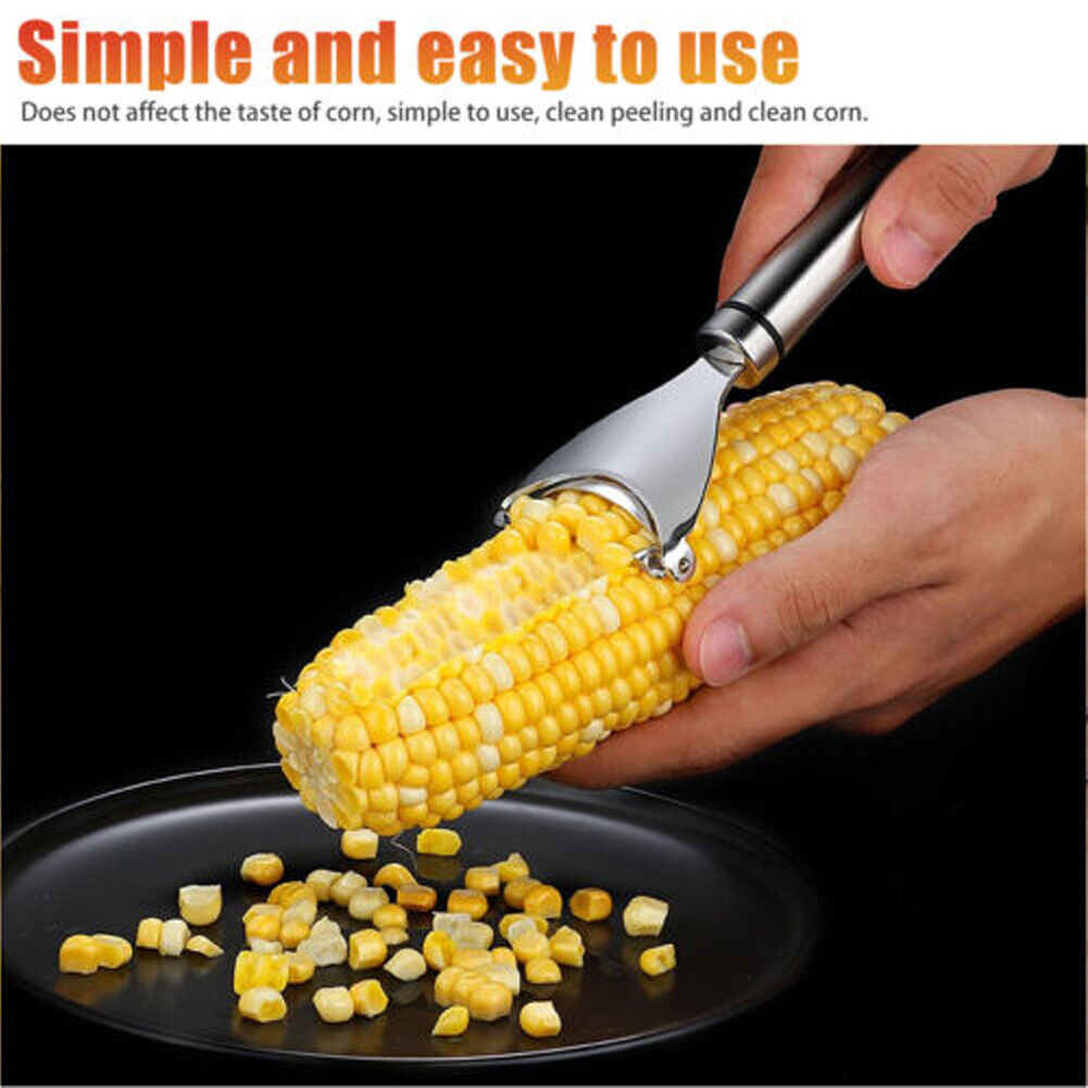 US 2-4 Pack Stainless Steel Corn Cob Peeler Remover Kernel Cutter Thresher Tool