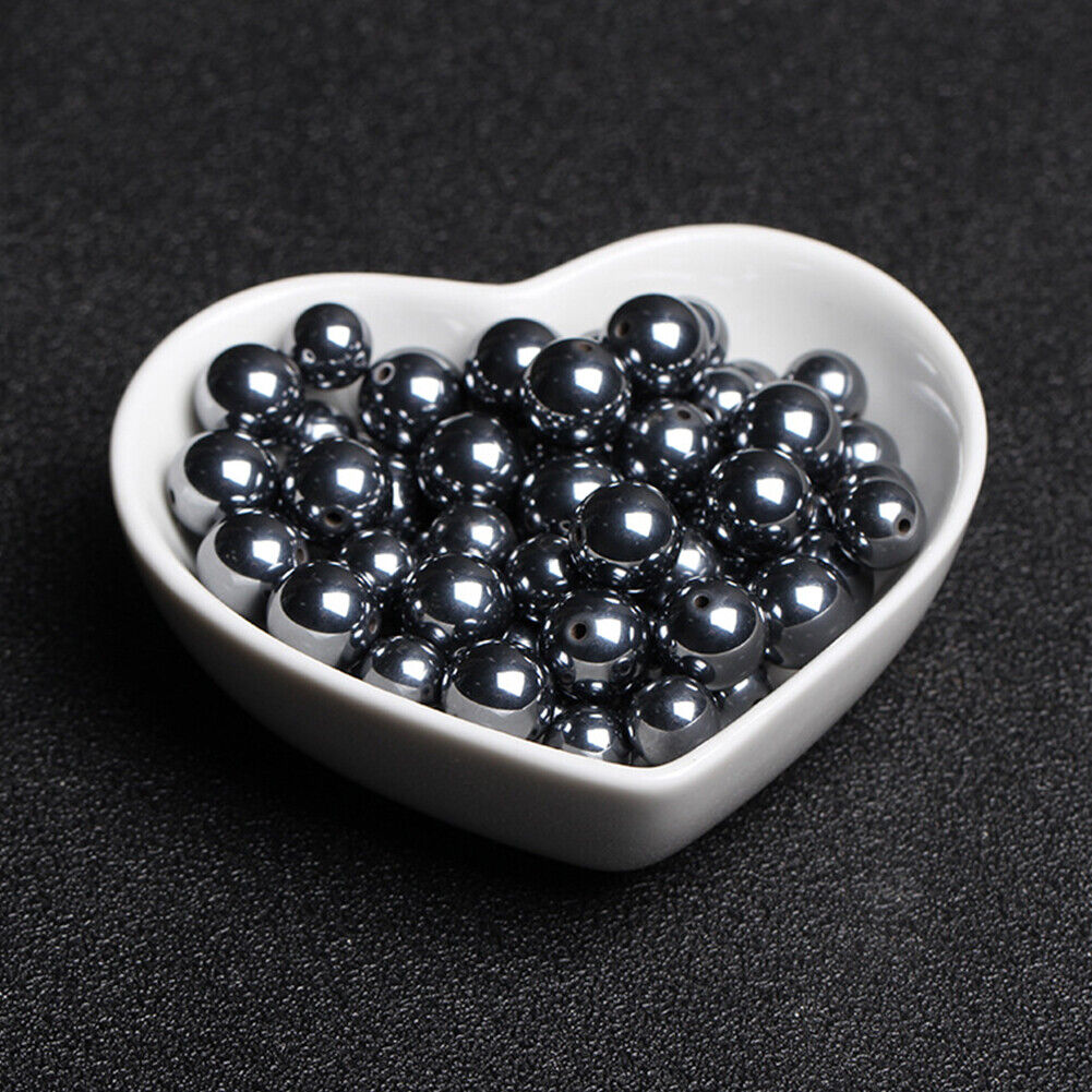 US 4/6/8/10MM Gunmetal Hematite Beads Round Natural Gemstone Metaphysical