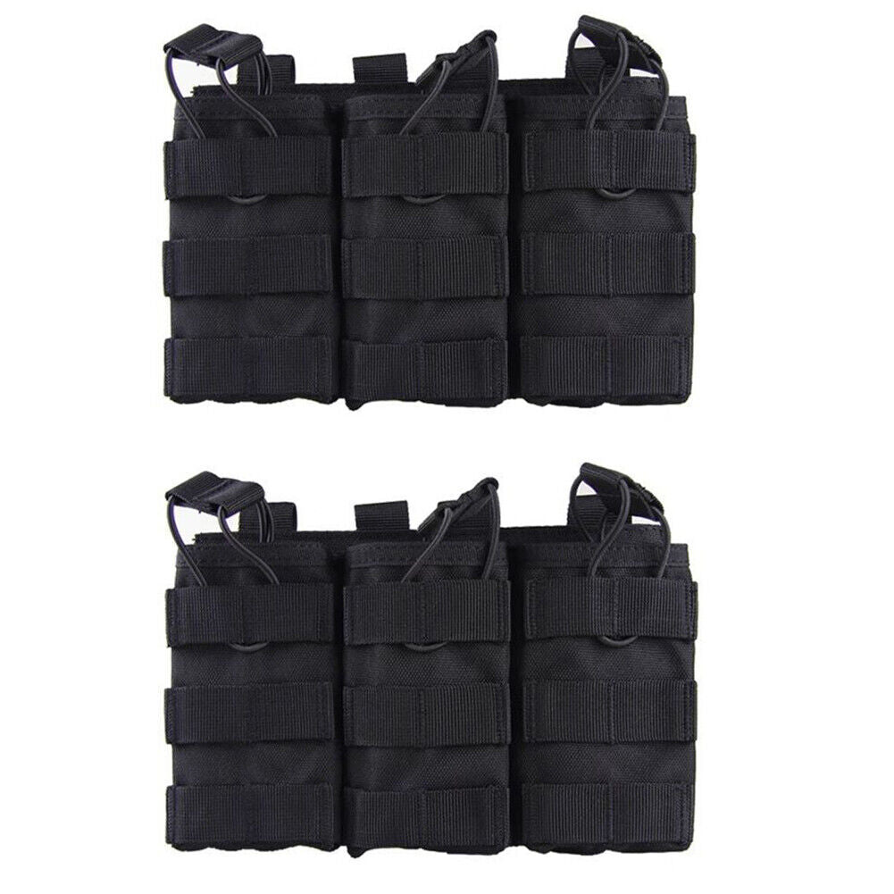 US 2-4 Tactical Molle Triple Magazine Pouch Nylon Open Top 5.56 .223 Rifle Mag