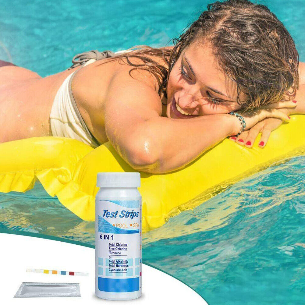 US 100-200 Pc 6IN1 Chlorine Dip Pool Test Strips Swimming Pool Spa PH Tester Kit