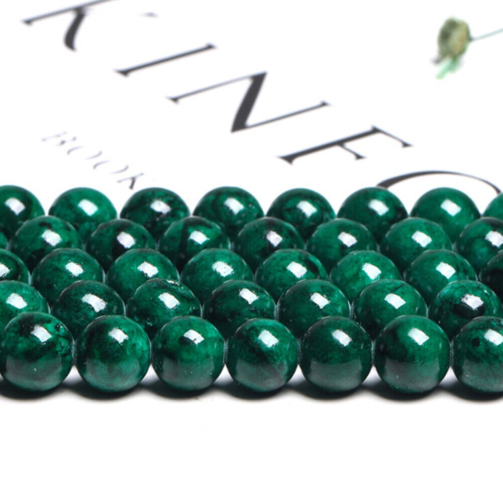 US 6/8/10/12mm Green Malachite Beads Round Loose Spacer Stone Jewelry Making DIY