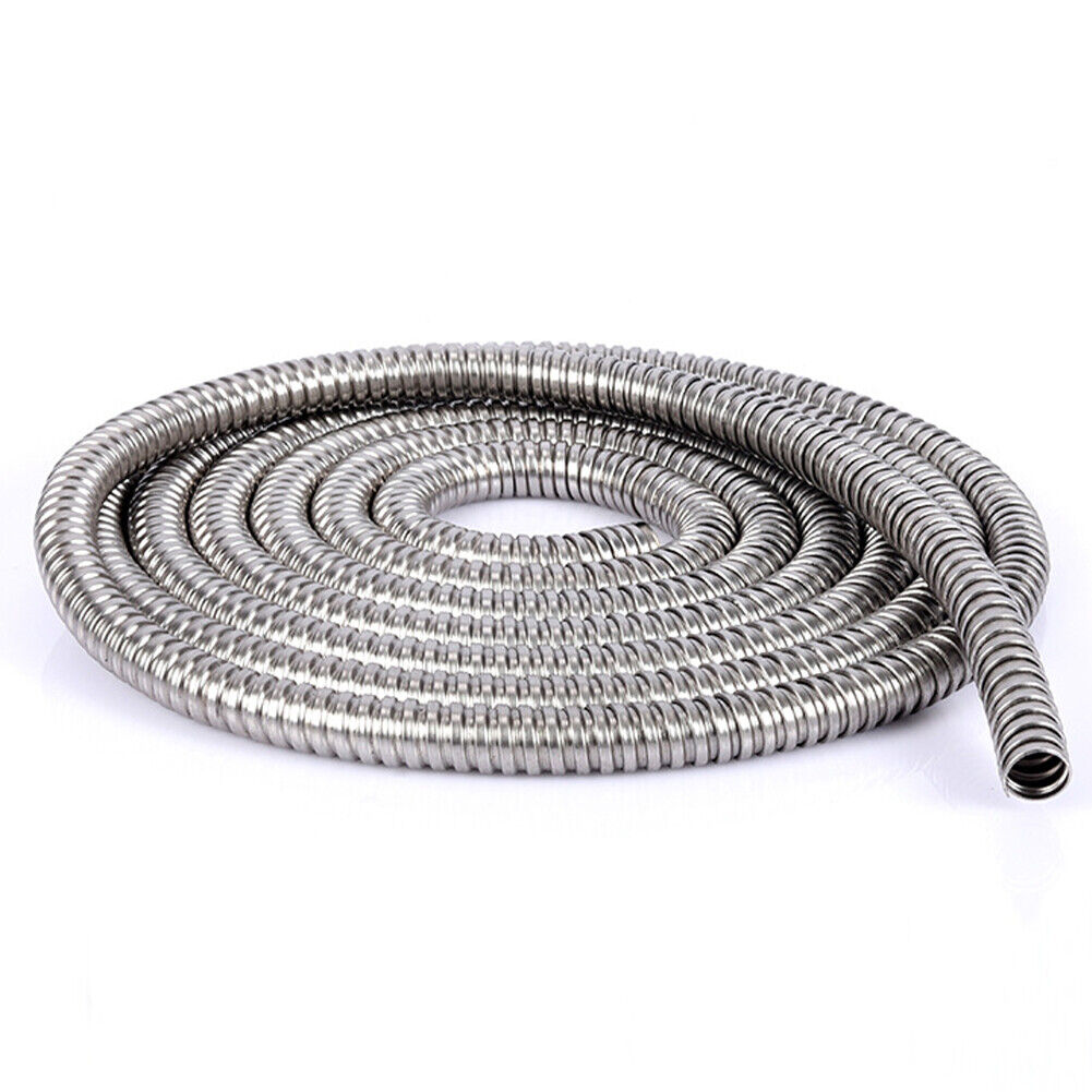 US 50FT 304 Stainless Steel Water Hose Pipe Metal Garden Pipe Connector