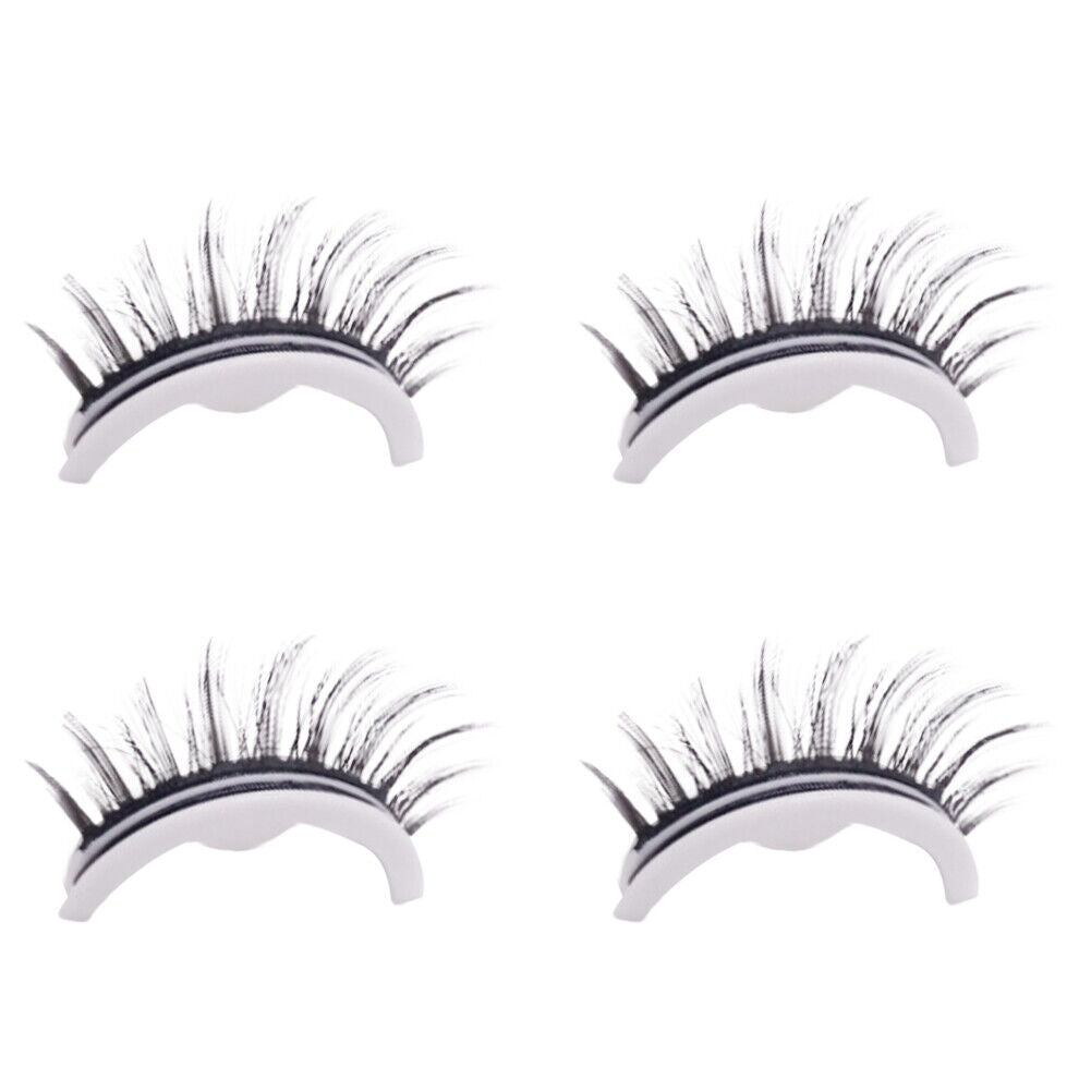 US 2-4 Pc Reusable 100% Real Mink 3D False Eyelashes Self Adhesive Nature Long