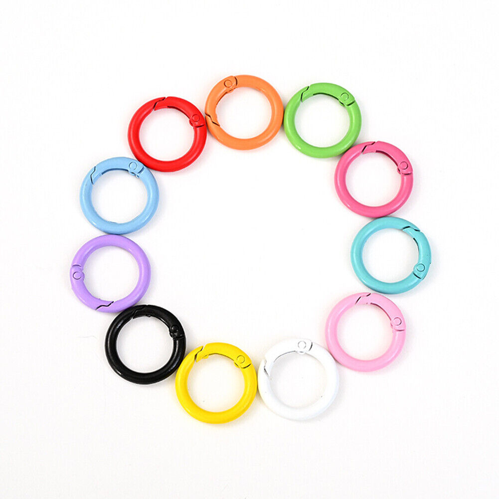 US 12-24Pc Spring O Rings Round Carabiner Snap Clip 28MM Zinc Alloy Round Key
