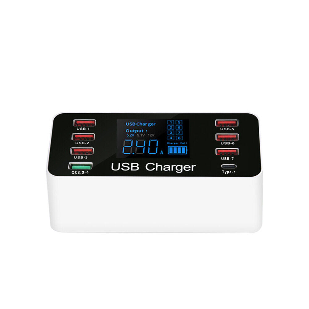 US 1-2 Pack Multi-Port USB Charger 8-Port 60W Charging Station Quick Charge 3.0