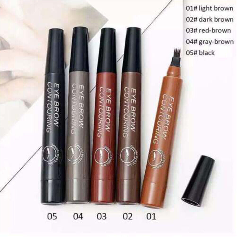 US 2-4 Pc Microblading Tattoo Eyebrow Pen Four Tips Waterproof Ink Gel Tint Draw