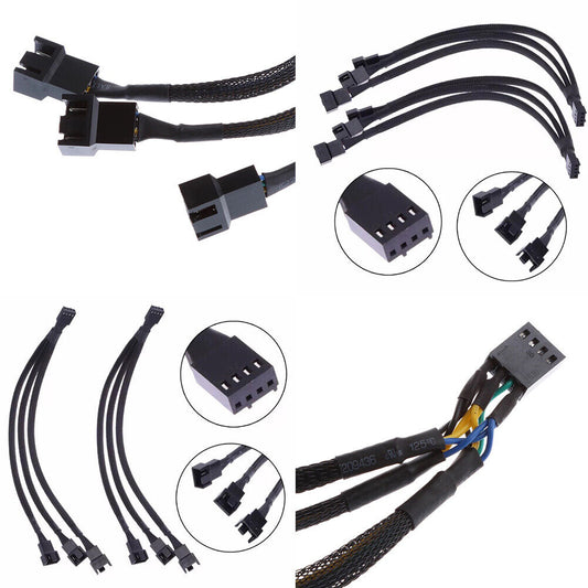 US 4-8 Pack 4 Pin 1 to 3 Way PWM Case PC Fan Splitter Cable Hub Power Adapter