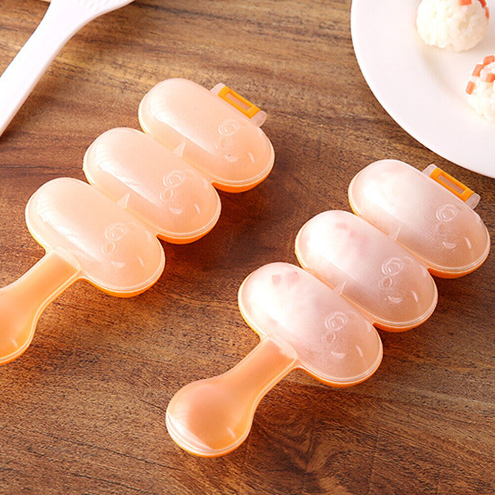 US 2-4 Pack DIY Rice Ball Mould with a Mini Paddle Rice Ball Lunch Maker Mold