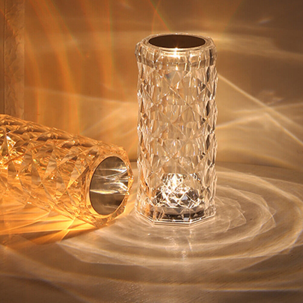 US 1-2 Pack LED Crystal Lamp Rose DiamondTouch Atmosphere Night Light for Bar