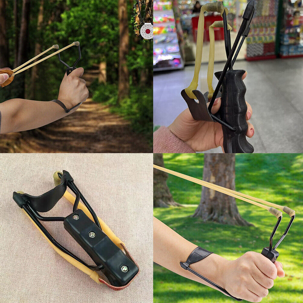 US1-2Pc Catapult Powerful 7" Hunt Sling Shot High Velocity Fold Wrist Slingshiot