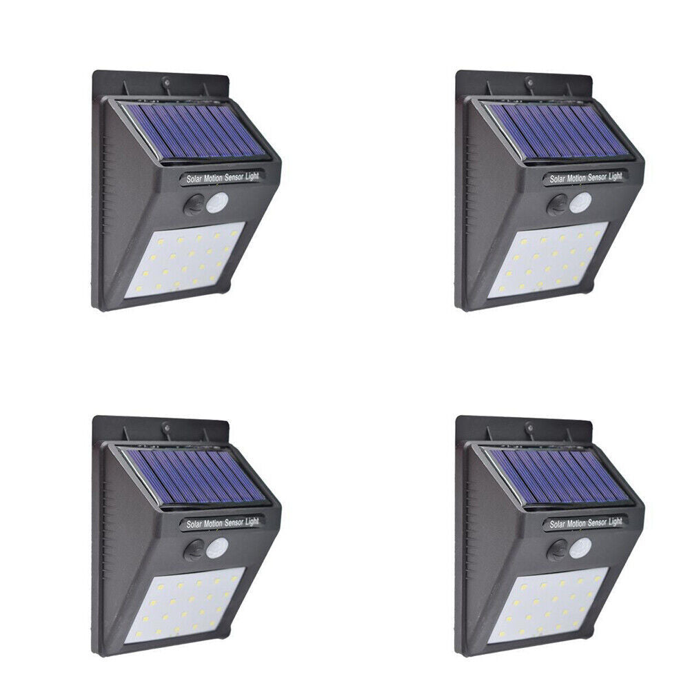 US 4-8 Pack 20 LED Solar Wall Light Motion Sensor Waterproof Outdoor Path Lamp