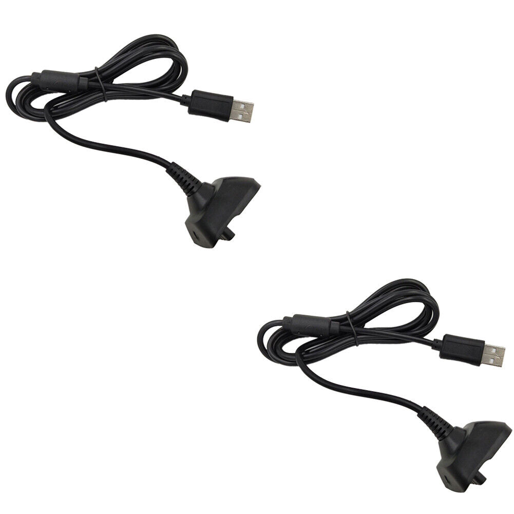 US 2-4 Pcs For Xbox 360 Black Wireless Controller USB Charging Cable Replacement