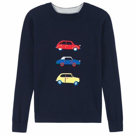 Sweater for Kids Soft &Cute Crew Neck  Colorful Cars Long Sleeve Pullover