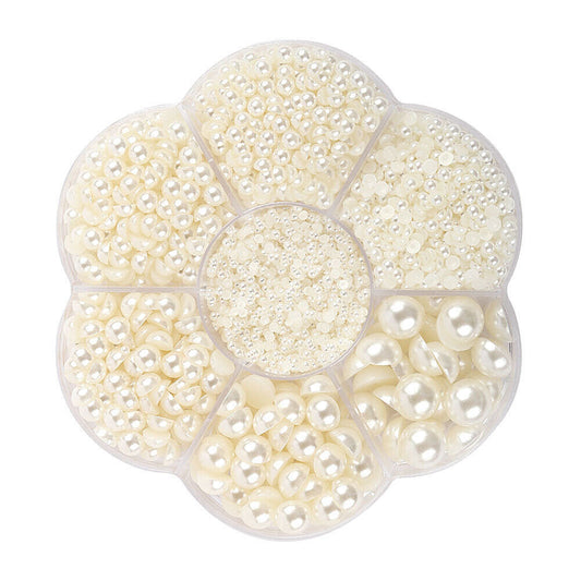 US 5600~11200 Set DIY Half Artificial Pearl Bead Flat Back Beads Craft Nail Art