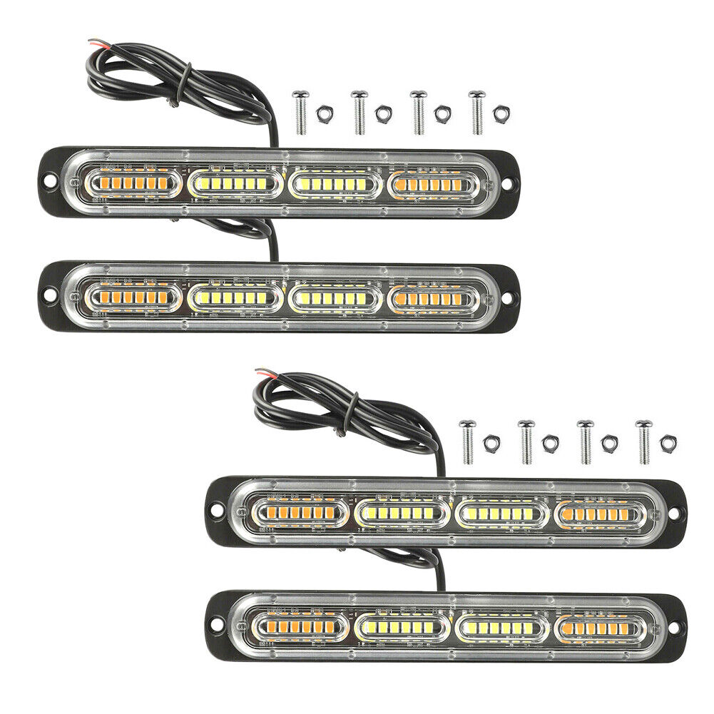 US 1-2 Pc 24V Bright LED Emergency Strobe Lights Warning Amber/White Flash Light