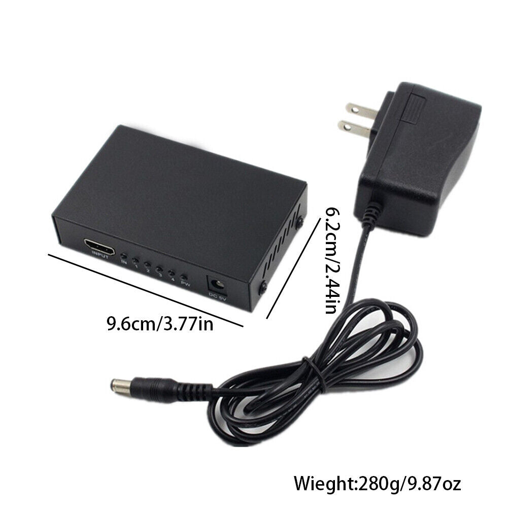 US 1-2 Pc 4 Port HDMI 4K Hub Multi Splitter & Amplifier For 3D HDTV 1080P 1X4