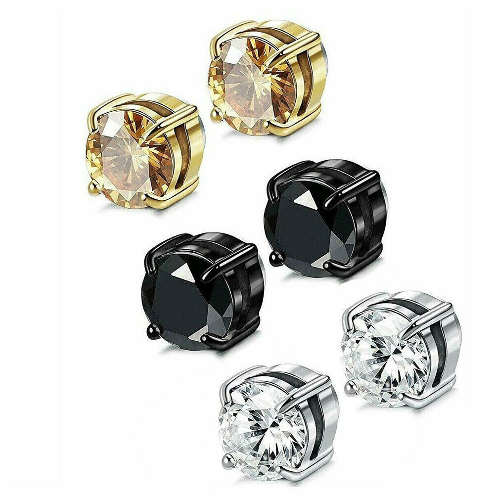 US 1-2 Pcs Stainless Steel Magnetic Stud Earrings Men Women Non-piercing Clip on