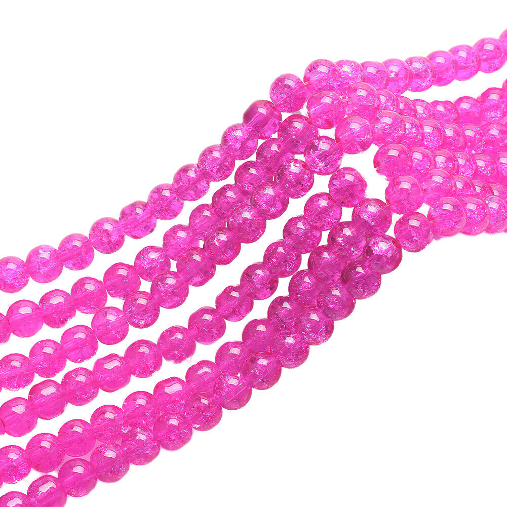 US 100-200 Pcs Crackle Glass Loose Bead Jewelry Making Crafts Bracelet Necklace