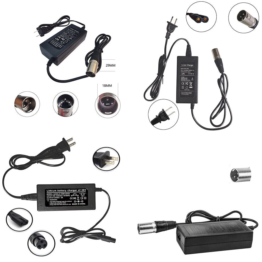 US 1-2 Pc 24V 2A XLR Mobility Electric Scooter wheelchair For Battery Charger