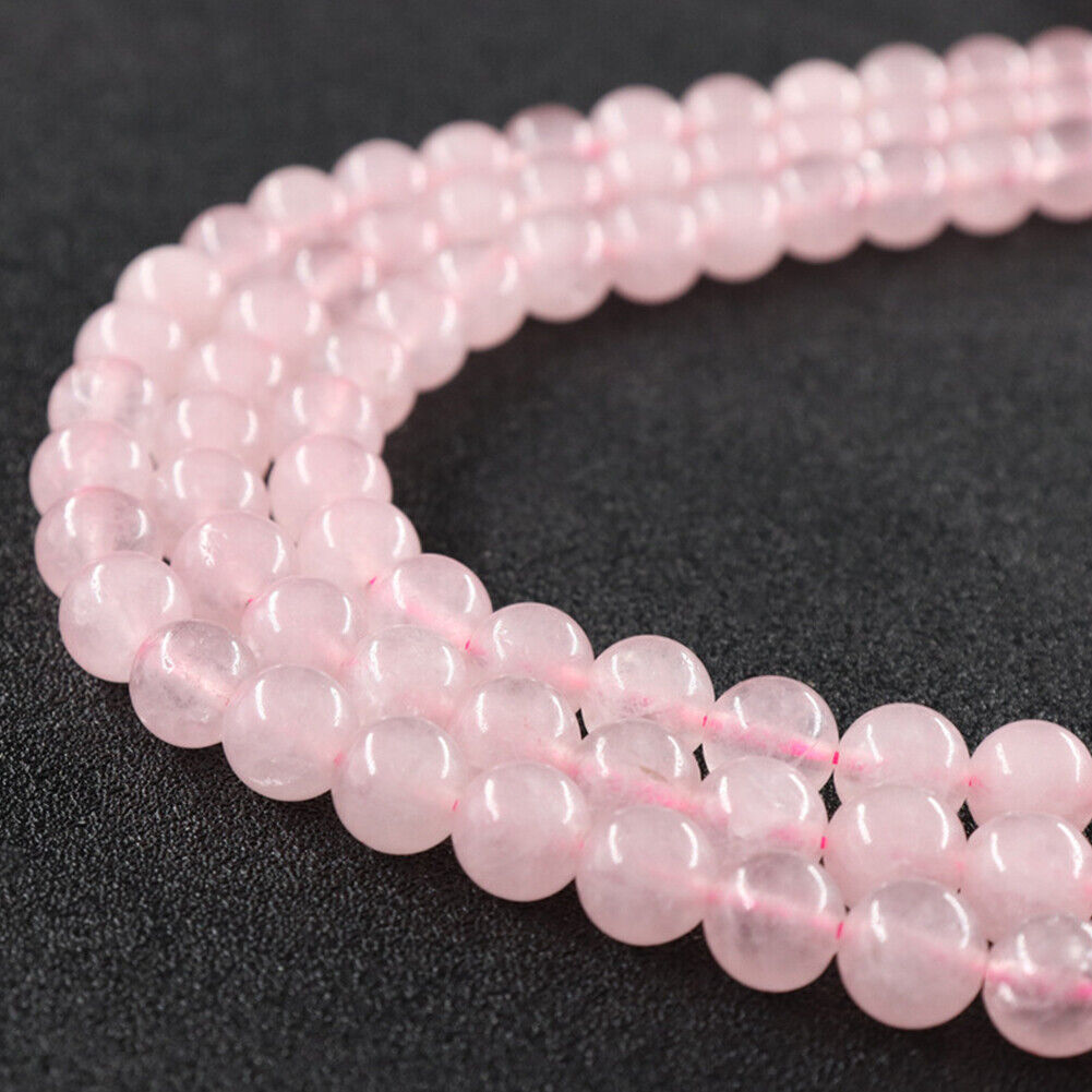 US 15" 6/8/10mm Pink Crystal Natural Stone Beads Rose Quartzs Round Loose