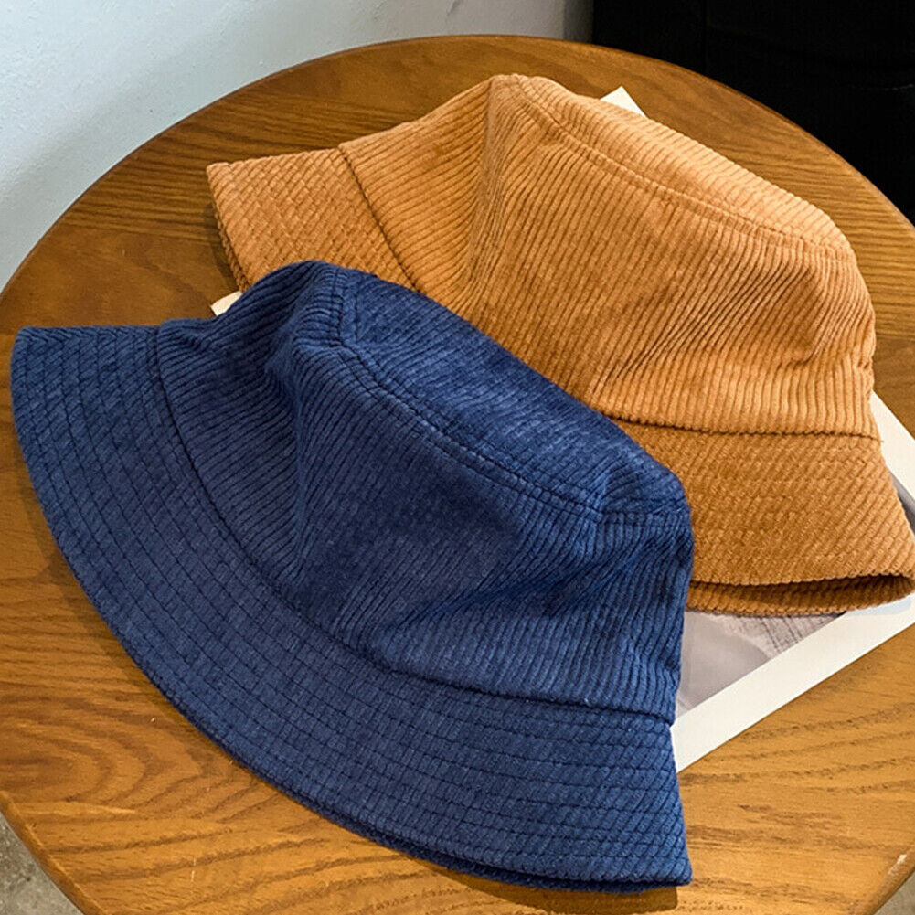 US 1-2 Pack Corduroy Bucket Hat Double Sided Fisherman's Cap Teens Men Women