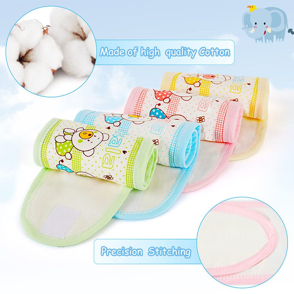 US 4Pc Baby Infant Umbilical Cord Belly Band Cartoon Cotton Soft Belly Protector