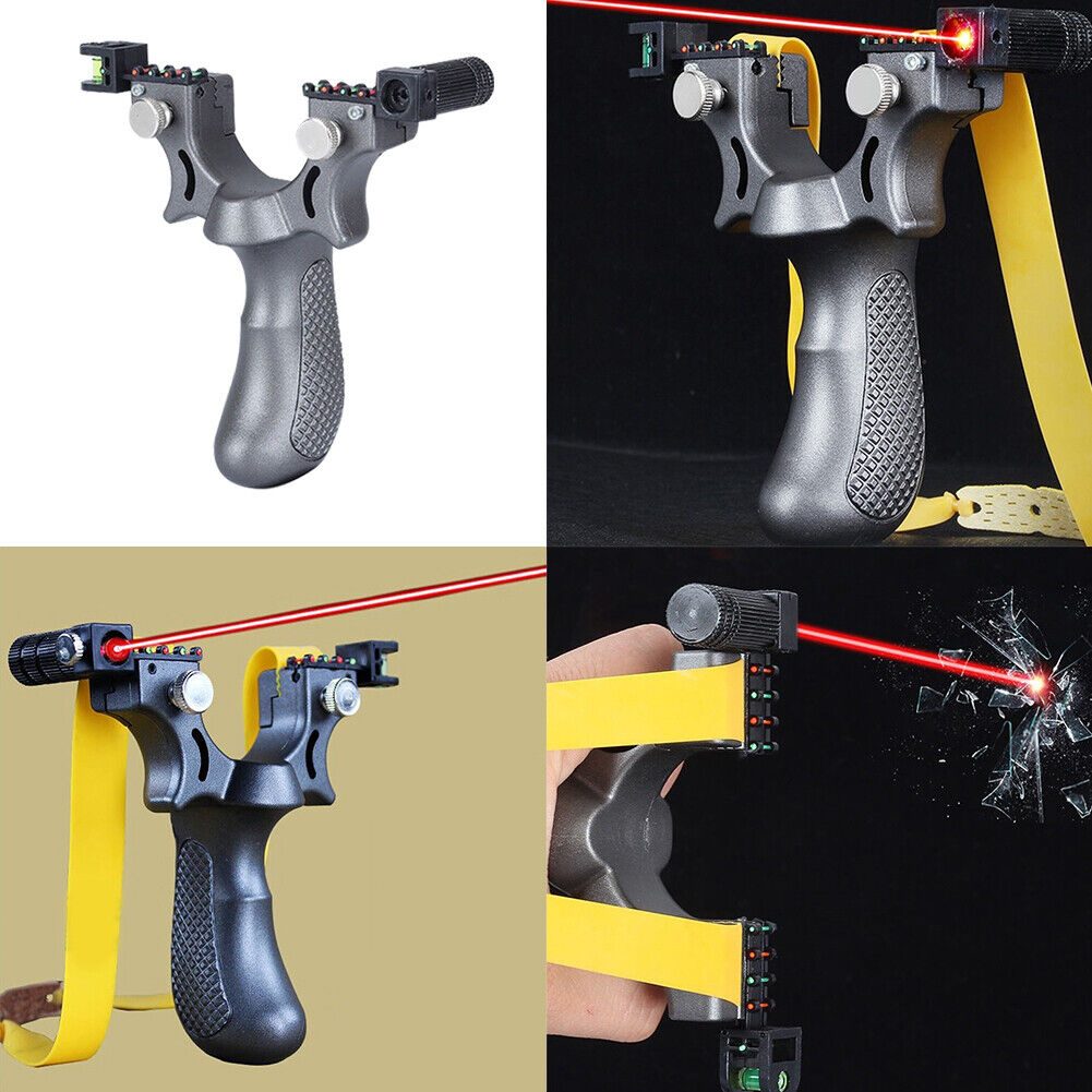 US 2-4 Pcs Professional Catapult Laser Slingshot Hunting Rubber Aim Point Target
