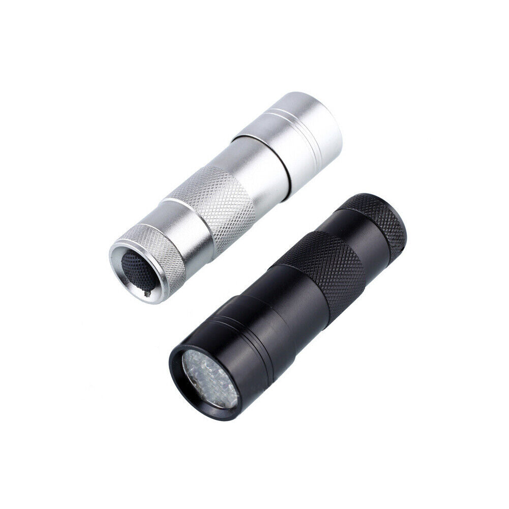US UV Ultra Violet 12 LED Flashlight Mini Blacklight Aluminum Torch Light 395nM