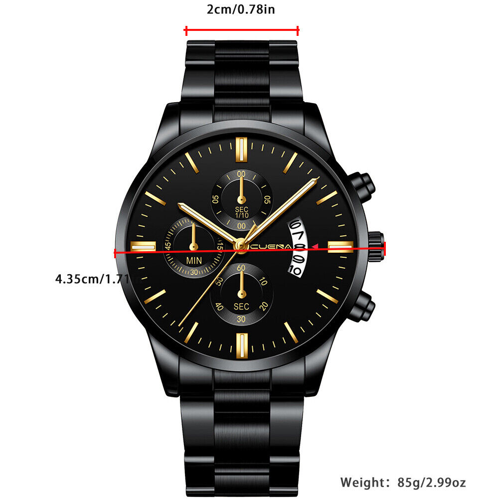 US 1-2 Pc Men Relojes De Hombre Stainless Steel Hand Chronograph Quartz Classic